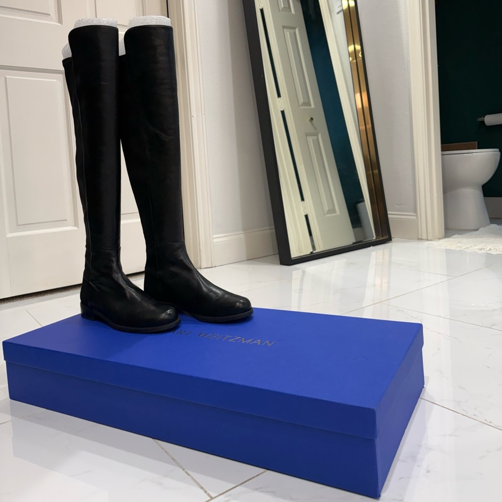 Stuart Weitzman Tall Black Leather Over-the-Knee Boots